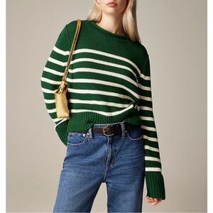JCrew Heritage cotton Rollneck sweater in spruce stripe